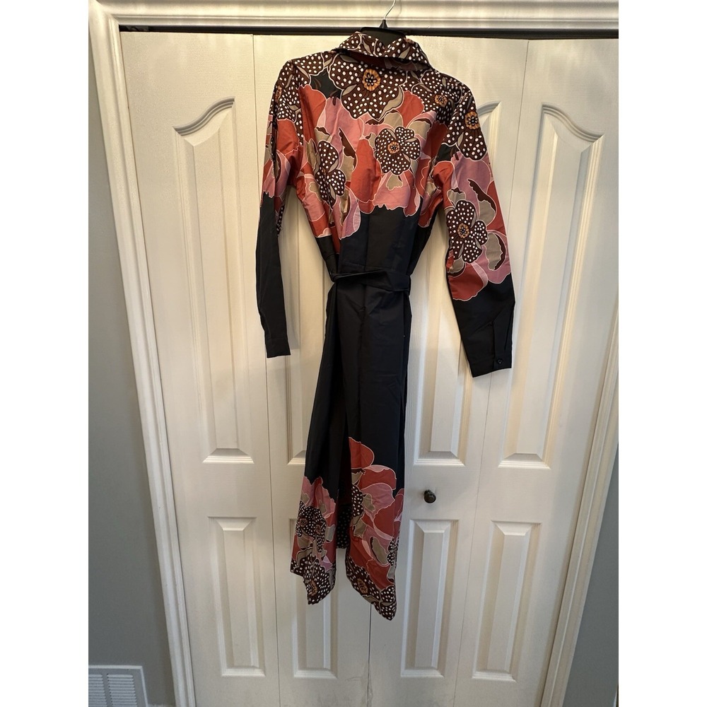 Long Sleeve Floral Maxi Dress in Black and Rust